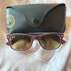 Ray-Ban Burgundy Frame Sunglasses with Brown Lenses and Black Case